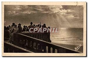 Carte Postale Ancienne Soulac sur Mer Coucher de soleil vu du ponton