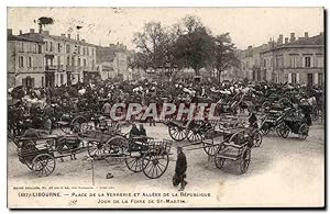 Carte Postale Ancienne Libourne Place de la Verrerie et allées de la Republique Jour de la foire ...