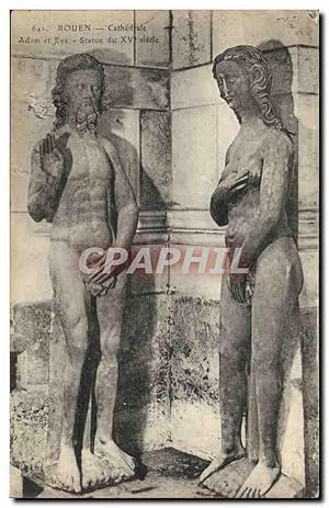 Bild des Verkufers fr Carte Postale Ancienne Rouen Cathdrale Adam et Eve zum Verkauf von CPAPHIL