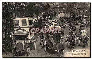 Carte Postale Ancienne Paris CArrefour des boulevards Montmartre et des Italiens La station des o...