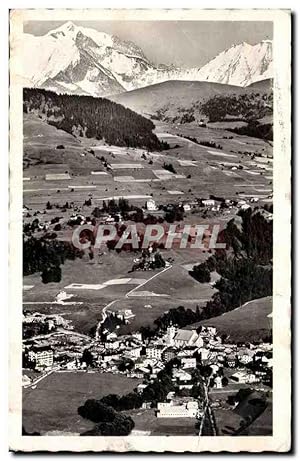 Carte Postale Ancienne Megeve vue générale et le Mont Blanc
