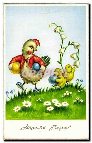 Bild des Verkufers fr Ftes - Voeux - Holiday - Pques - Easter - Ostern - family of chicks - Carte Postale Ancienne zum Verkauf von CPAPHIL
