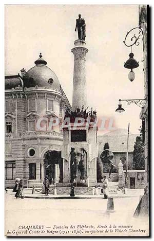 Carte Postale Ancienne Chambery Fontaine des Elephants elevee a la memoire du générale Comte de B...