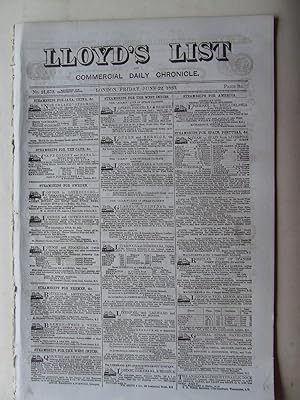 Seller image for Lloyd's List and Commercial Daily Chronicle. Friday, June 22, 1883. for sale by McLaren Books Ltd., ABA(associate), PBFA