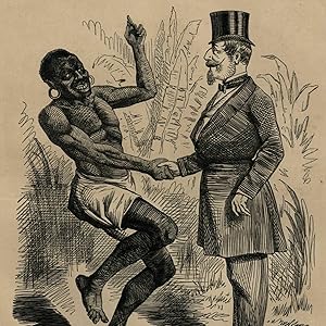 African man & Napoleon III racist political cartoon 1861 old print stereotypes