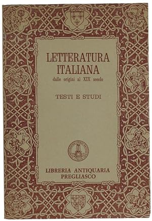 Immagine del venditore per LETTERATURA ITALIANA dalle origini al XIX secolo. Testi e Studi. Catalogo n. 32.: venduto da Bergoglio Libri d'Epoca