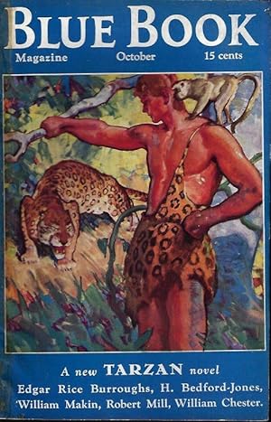 Imagen del vendedor de BLUE BOOK Magazine: October, Oct. 1935 ("Tarzan and the Immortal Men", vt. "Tarzan's Quest"; "Hawk of The Wilderness") a la venta por Books from the Crypt