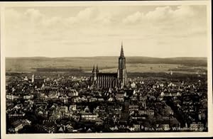 Bild des Verkufers fr Ansichtskarte / Postkarte Ulm an der Donau, Teilansicht der Stadt, Mnster, Blick v. d. Wilhelmsburg aus zum Verkauf von akpool GmbH