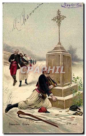 Bild des Verkufers fr Carte Postale Ancienne Militaria Derniere etape Soldats zum Verkauf von CPAPHIL