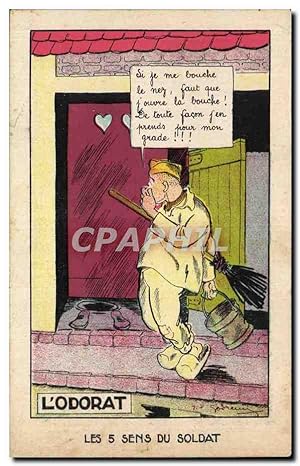 Bild des Verkufers fr Carte Postale Ancienne Fantaisie Militaria Humour Les cinq sens de l'odorat zum Verkauf von CPAPHIL