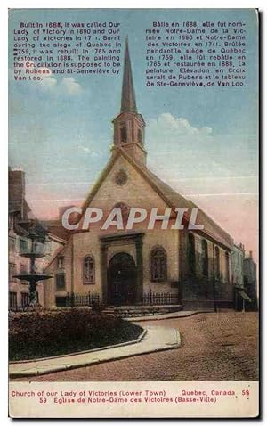 Carte Postale Ancienne Canada Quebec Eglise de Notre Dame des Victoires