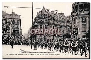 Seller image for Paris - Militaria - Revue du 4 Juillet 1918 - La Musique Americaine devant la statue de Washington - Carte Postale Ancienne for sale by CPAPHIL
