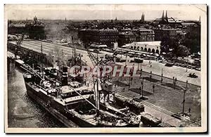 Carte Postale Ancienne Port Autonome de Bordeaux Vapeur en dechargement devant les Nouveaux Jardi...