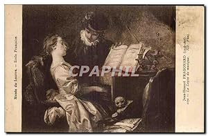 Bild des Verkufers fr Carte Postale Ancienne Jean Honore Fragonard La Lecon de musique Piano zum Verkauf von CPAPHIL