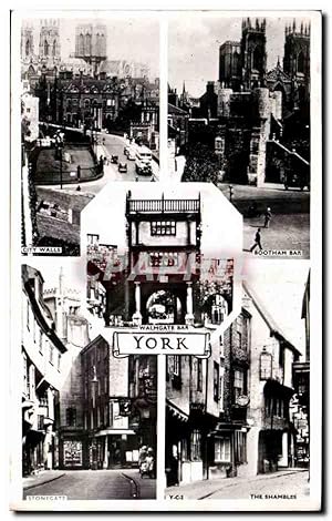 Bild des Verkufers fr Carte Postale Ancienne Walmgate Bar York City Walls Bootham Bar Stonegate The Shambles zum Verkauf von CPAPHIL