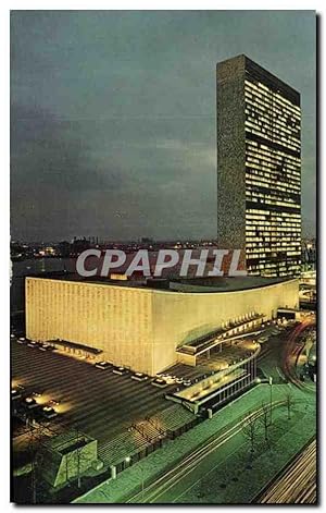 Carte Postale Ancienne United Nations At Night