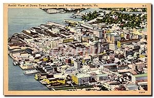 Carte Postale Ancienne Aerial View of Down Town Nortolk and Waterfront Nortolk Va