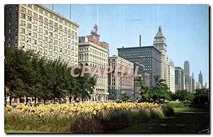 Imagen del vendedor de Carte Postale Ancienne Michigan Boulevard Chicago Illinois Looking Norht on Michigan Boulevard from colorful Grant Park with Congress Htel a la venta por CPAPHIL