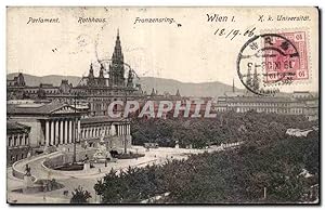 Bild des Verkufers fr Carte Postale Ancienne Rathhaus Franzensring Wien I K K Universitat zum Verkauf von CPAPHIL