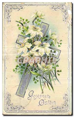 Seller image for Carte Postale Ancienne Fleurs Flower Croix religion for sale by CPAPHIL