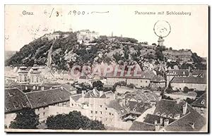 Carte Postale Ancienne Graz Panorama mot Schlossberg