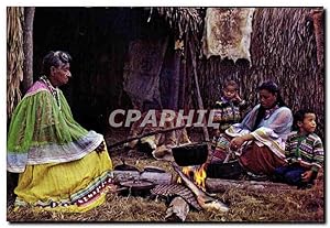 Carte Postale Ancienne Indians cooking over an open fire in Florida