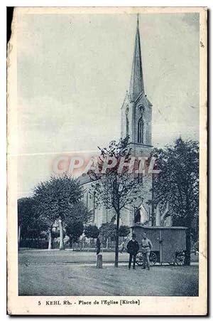 Carte Postale Ancienne Kehl Rh Place de I Eglise [Kirche]