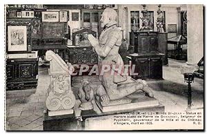 Carte Postale Ancienne Angers Musee St jean statue en marore blanc de pierre de donadieu selgneur...