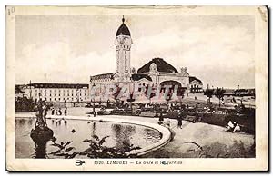 Carte Postale Ancienne Limoges La Gare et jardins