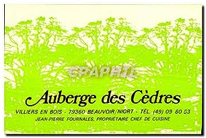 Seller image for Carte de visit Auberge des Cedres Villiers En Bois Beauvoir Niort Tel Jean Pierre Fournales Proprietaire Chef De Cuisine for sale by CPAPHIL