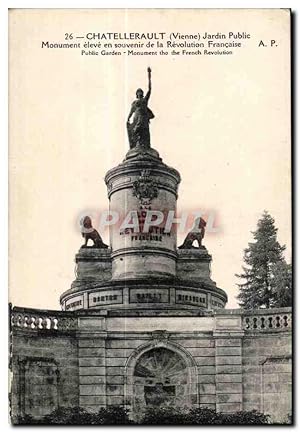 Image du vendeur pour Carte Postale Ancienne Chatellerault (Vienne) Jardin Public Monument eleve en souvenir De la Revolution franaise Public Garden Monument th mis en vente par CPAPHIL