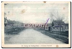 Carte Postale Ancienne Camp de Coetquidan L'Avenue Centrale Militaria