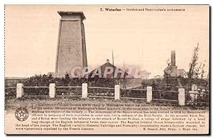 Carte Postale Ancienne Waterloo Gordon and Hanovrelan's monuments