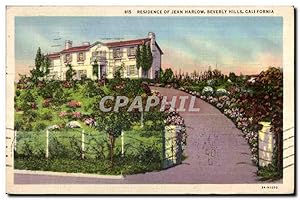 Carte Postale Ancienne Residence of Jean harlow Beverly Hills California