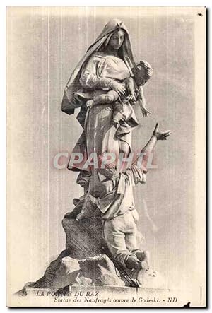 Bild des Verkufers fr Carte Postale Ancienne La Pointe du Raz Statue des Naufrages Oeuvre de Godeski ND zum Verkauf von CPAPHIL