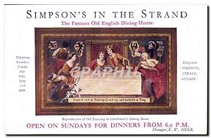 Imagen del vendedor de Carte Postale Ancienne Simpson's in the Strand The Famous Old English Dining House Reproduction of Oil Painting in Gentlemen's Dining a la venta por CPAPHIL