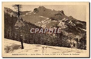 Carte Postale Ancienne Barcelonnette sport d'Hiver le Sauze la piste a et le Chapeau de Gendarme