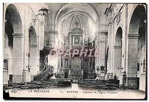 Bild des Verkufers fr Carte Postale Ancienne Rennes Intrieur de I'Eglise Toussaint zum Verkauf von CPAPHIL