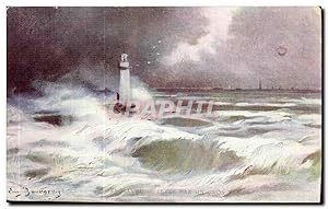 Carte Postale Ancienne Le Havre Jetée Par Un Gros Temps