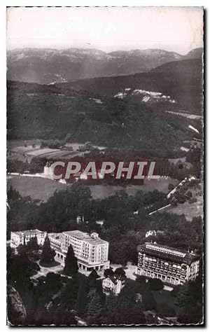 Carte Postale Ancienne Divenne les Bains Ain vue aérienne sur les Grands Hôtel et les Monts du Jura