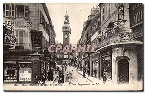 Carte Postale Ancienne Moulins Ed Rue de l'Horloge et la Tour Jaceumart
