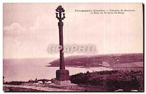 Carte Postale Ancienne Plougasnou (Finistere) Calvaire de Kermaria et Baie de St Jean du Doigt