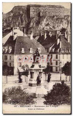 Carte Postale Ancienne Belfort Monument des Sieges Lion et Château