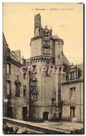 Carte Postale Ancienne Quimper l'Eveche vu de la Cour