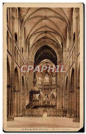Carte Postale Ancienne Saint Pol de Leon Nef de la Basilique