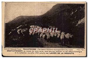 Image du vendeur pour Carte Postale Ancienne Carte de l Almanach Vermont Tricoteuses Ces beaux moutons vous apportent leur laine Sheep Filatures La redoute mis en vente par CPAPHIL