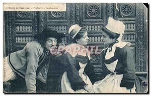 Image du vendeur pour Carte Postale Ancienne L'Amour en Bretagne l'Indiscret Confidence Folklore Costume mis en vente par CPAPHIL