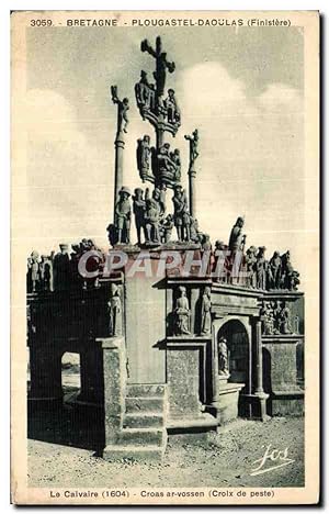 Imagen del vendedor de Carte Postale Ancienne Bretagne Plougastel Daoulas (Finistere) Le Calvaire Croas ar vossen (Croix de peste) a la venta por CPAPHIL