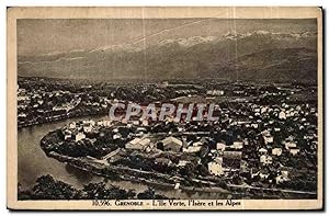 Carte Postale Ancienne Grenoble L'île Verte I'lsere et les Alpes