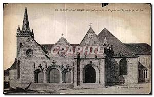 Carte Postale Ancienne Plestin Les Greves Façade de L'Eglise